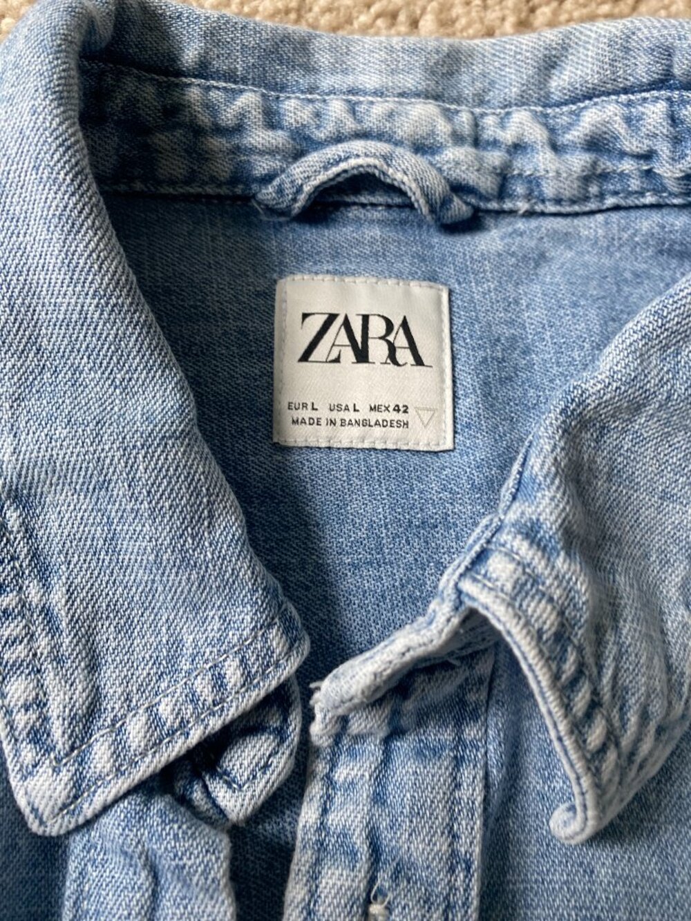 Zara Men’s Denim Jean Shirt – Relaxed Fit – Size L – Good Condition - Picture 2 of 6
